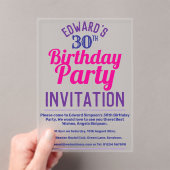 Invitations En Acrylique Fête d'anniversaire (In situ (ordinateur de poche))