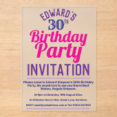 Invitations En Acrylique Fête d'anniversaire (Recto)