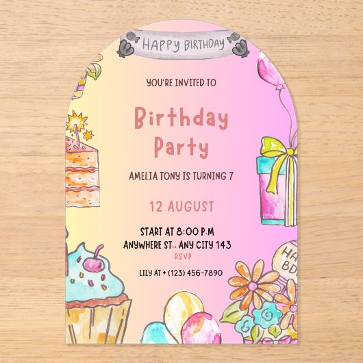 Invitations En Acrylique Fête d'anniversaire (Recto)