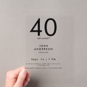 Invitations En Acrylique Fête d'anniversaire 40 ans de luxe (In situ (ordinateur de poche))