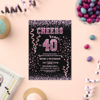 Fête d'anniversaire 40 ans Strass Rose Pailletés 