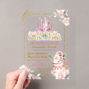 Invitations En Acrylique Fête d'anniversaire 4 ans du Château Royal Rose Pr