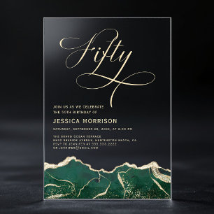 Invitations En Acrylique Fête d'anniversaire 50 ans Fifty Emeraude Verte Ag