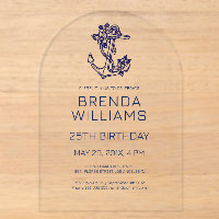 Fête d'anniversaire à l'ancre florale bleue sur fo