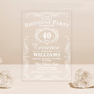 Invitations En Acrylique Fête d'anniversaire adulte typographie blanche ten
