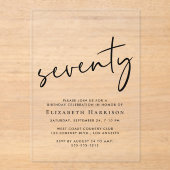 Invitations En Acrylique Fête d'anniversaire Chic de 70 ans (Recto)
