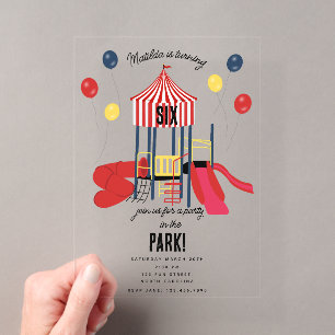 Invitations En Acrylique Fête d'anniversaire dans l'aire de jeux au parc po