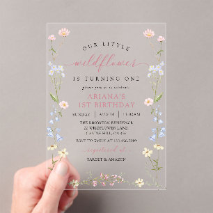 Invitations En Acrylique Fête d'anniversaire de 1 an de la fille bohème Wil
