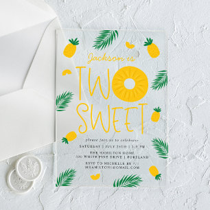Invitations En Acrylique Fête d'anniversaire de 2 ans Two Sweet Pineapple