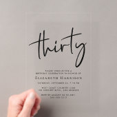 Invitations En Acrylique Fête d'anniversaire de 30 ans Chic Script (In situ (ordinateur de poche))