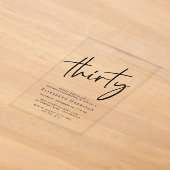 Invitations En Acrylique Fête d'anniversaire de 30 ans Chic Script (Poser)