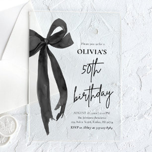 Invitations En Acrylique Fête d'anniversaire de 50 ans avec un élégant ruba
