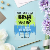 Invitations En Acrylique Fête d'anniversaire de Bruh Boy Neon Graffiti Vert (Insitu (Mariage))