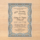 Invitations En Acrylique Fête d'anniversaire de mariage de 10 ans Argent et (Recto)