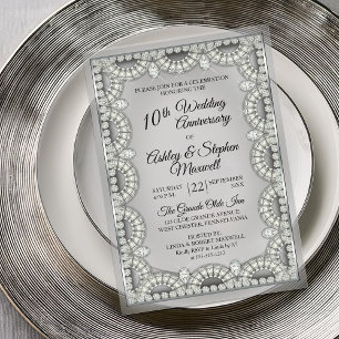 Invitations En Acrylique Fête d'anniversaire de mariage de 10 ans Argent et