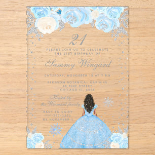 Invitations En Acrylique Fête d'anniversaire de princesse à la peau foncée