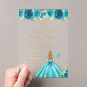 Invitations En Acrylique Fête d'anniversaire de princesse aux cheveux blond (In situ (ordinateur de poche))