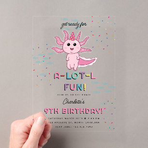 Invitations En Acrylique Fête d'anniversaire d'enfants Salamandre mignonne