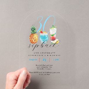 Invitations En Acrylique Fête d'anniversaire des 30 ans Cocktails de fruits