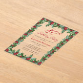 Invitations En Acrylique Fête d'anniversaire des 80 ans élégante avec houx  (Poser)