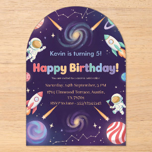 Invitations En Acrylique Fête d'anniversaire des enfants astronautes dans l