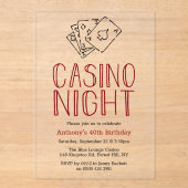 Invitations En Acrylique Fête d'anniversaire du casino moderne (Recto)