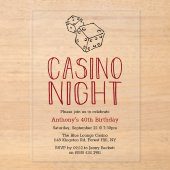Invitations En Acrylique Fête d'anniversaire du casino moderne (Recto)