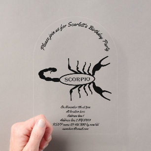 Invitations En Acrylique Fête d'anniversaire du signe astrologique Scorpion