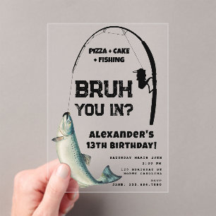 Invitations En Acrylique Fête d'anniversaire d'un adolescent Bruh Boy pêche