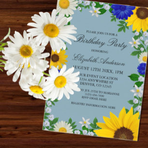 Invitations En Acrylique Fête d'anniversaire florale tournesol marguerite r