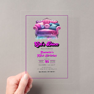Invitations En Acrylique Fête d'anniversaire Let's Disco