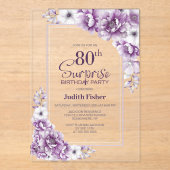 Invitations En Acrylique Fête d'anniversaire moderne rose Floral Surprise 8 (Recto)
