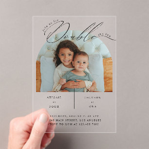 Invitations En Acrylique Fête d'anniversaire photo de double célébration mo