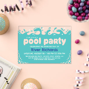 Invitations En Acrylique Fête d'anniversaire pour enfants avec éclaboussure