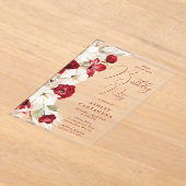 Invitations En Acrylique Fête d'Anniversaire Rouge & Blanc Floral (Poser)