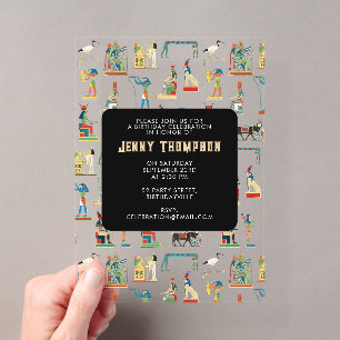 Invitations En Acrylique Fête d'anniversaire vintage Égypte antique