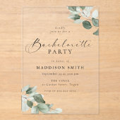 Invitations En Acrylique Fête de Bachelorette de Feuille Verte Écriture Mod (Recto)