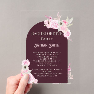 Invitations En Acrylique Fête de Bachelorette d'été sous une Arche Fleurie