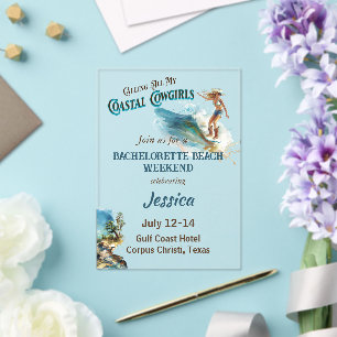 Invitations En Acrylique Fête de Bachelorette pour Toutes Mes Cowgirls Côti