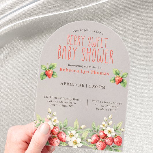Invitations En Acrylique Fête de bébé aux fraises sucrées