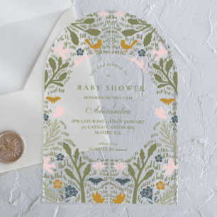 Invitations En Acrylique Fête de Bébé dans un Jardin Boisé Populaire
