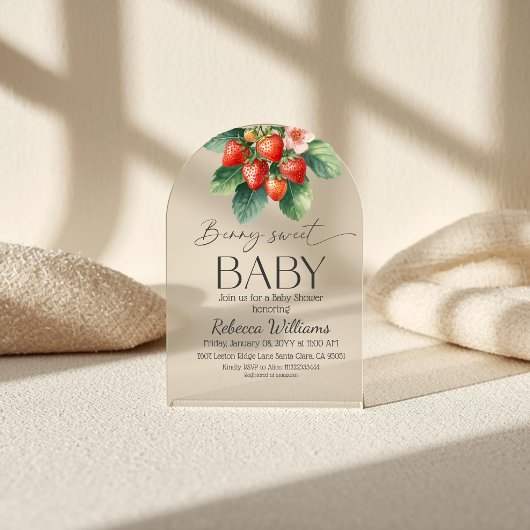 Invitations En Acrylique Fête de bébé douce fraise du marché frais