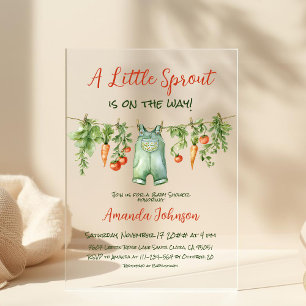 Invitations En Acrylique Fête de Bébé Fermette Petite Pousse sur une Corde 