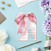 Invitations En Acrylique Fête de bébé fille à l'arc coquette rose (Insitu (Mariage))