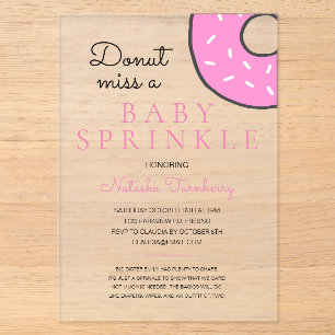 Invitations En Acrylique Fête de bébé Fille Gâteau Rose Bébé