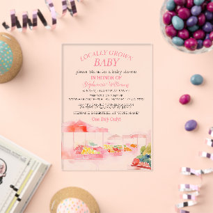 Invitations En Acrylique Fête de bébé fille 'Marché de producteurs locaux'