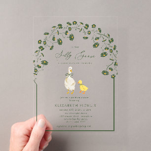 Invitations En Acrylique Fête de Bébé Fleur de Marguerites à l'Arc-en-Ciel