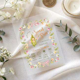 Invitations En Acrylique Fête de bébé Fleur pastel Petits pois dans une cos