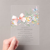 Invitations En Acrylique Fête de Bébé Fleurs Délicates  (In situ (ordinateur de poche))