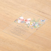 Invitations En Acrylique Fête de Bébé Fleurs Délicates  (Poser)